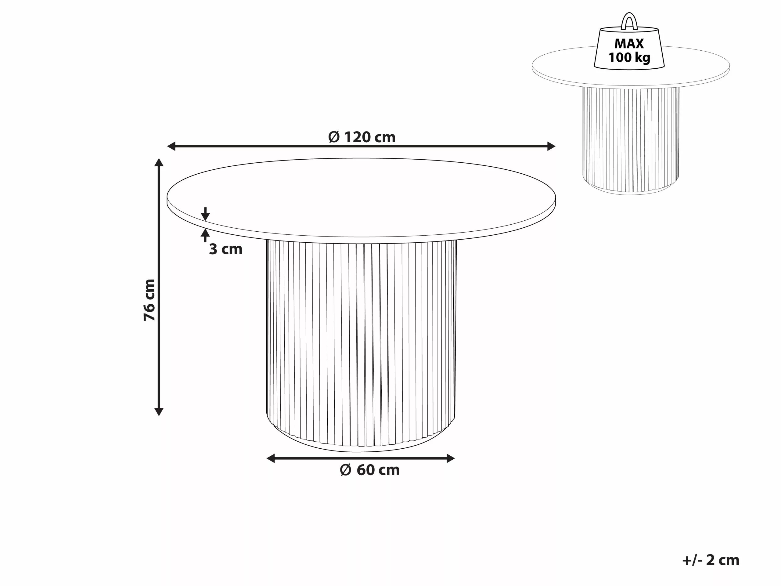 Beliani Mesa De Comedor Madera Clara ⌀ 120 Cm VISTALLA - Imagen 8