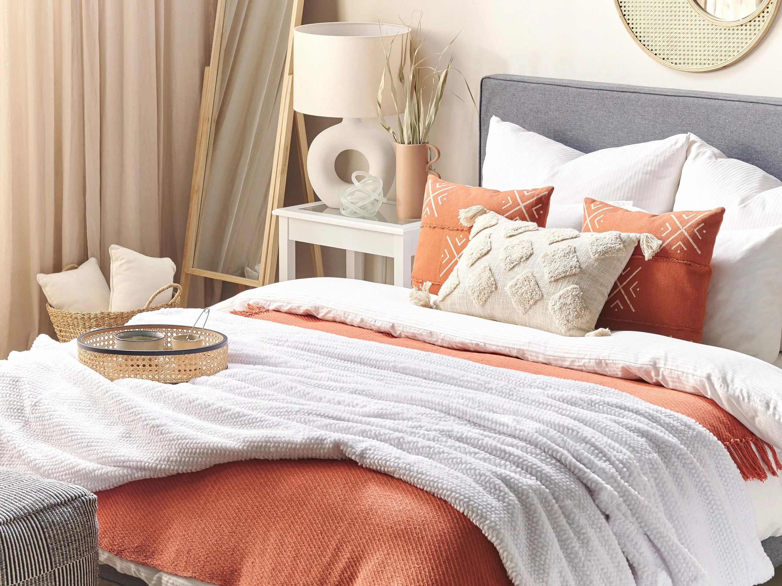 Beliani Mesa Auxiliar De Metal Beige/negro/natural ⌀ 36 Cm VIENNA - Imagen 9