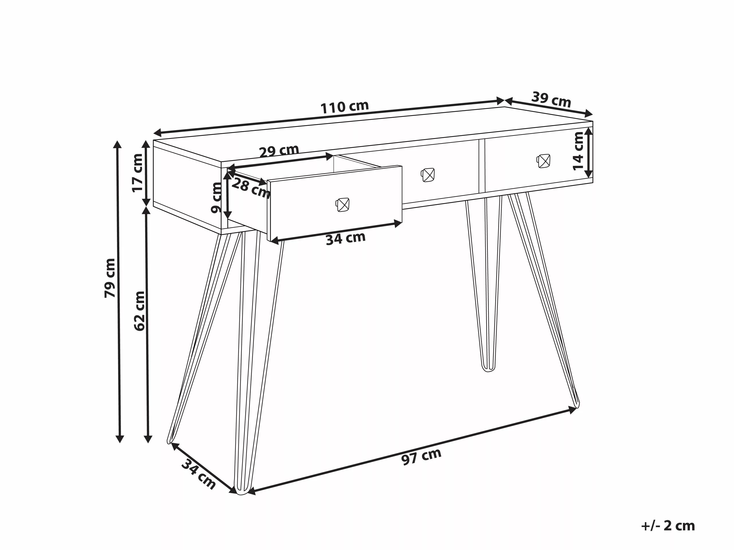 Beliani Consola Madera Oscura/negro 110 X 39 Cm MALSALA - Imagen 9