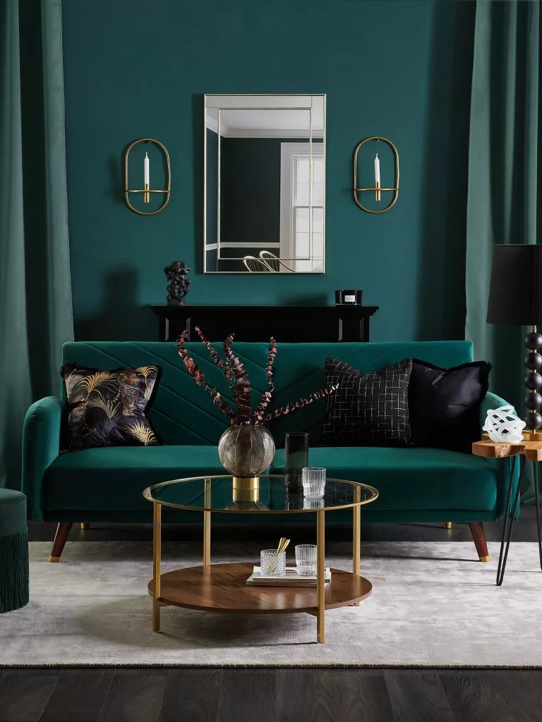 Beliani Mesa De Centro De Vidrio Dorado/madera Oscura ⌀ 80 Cm LIBBY - Imagen 4