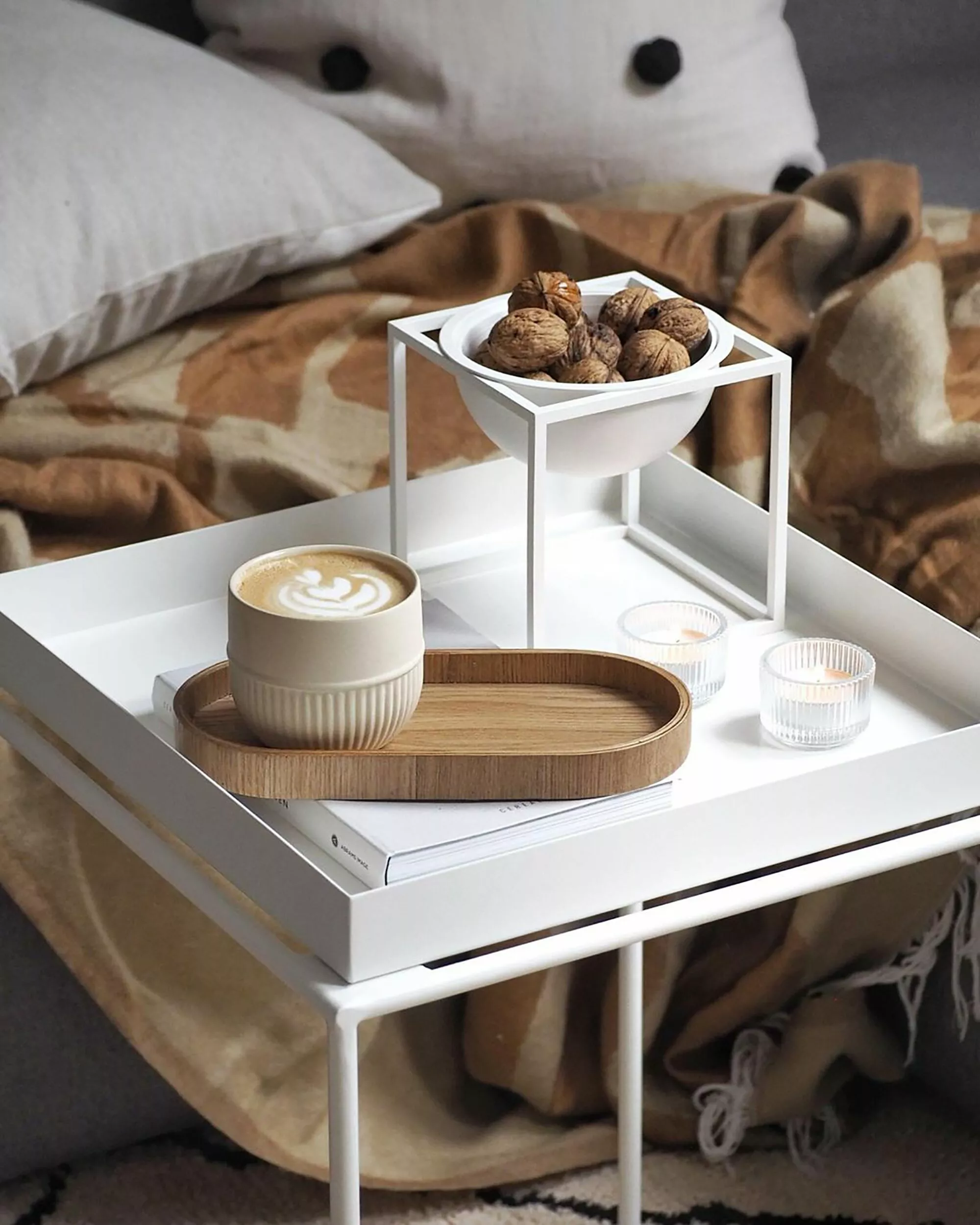 Beliani Mesa Auxiliar De Metal Blanco 38 X 38 Cm SAXON - Imagen 6