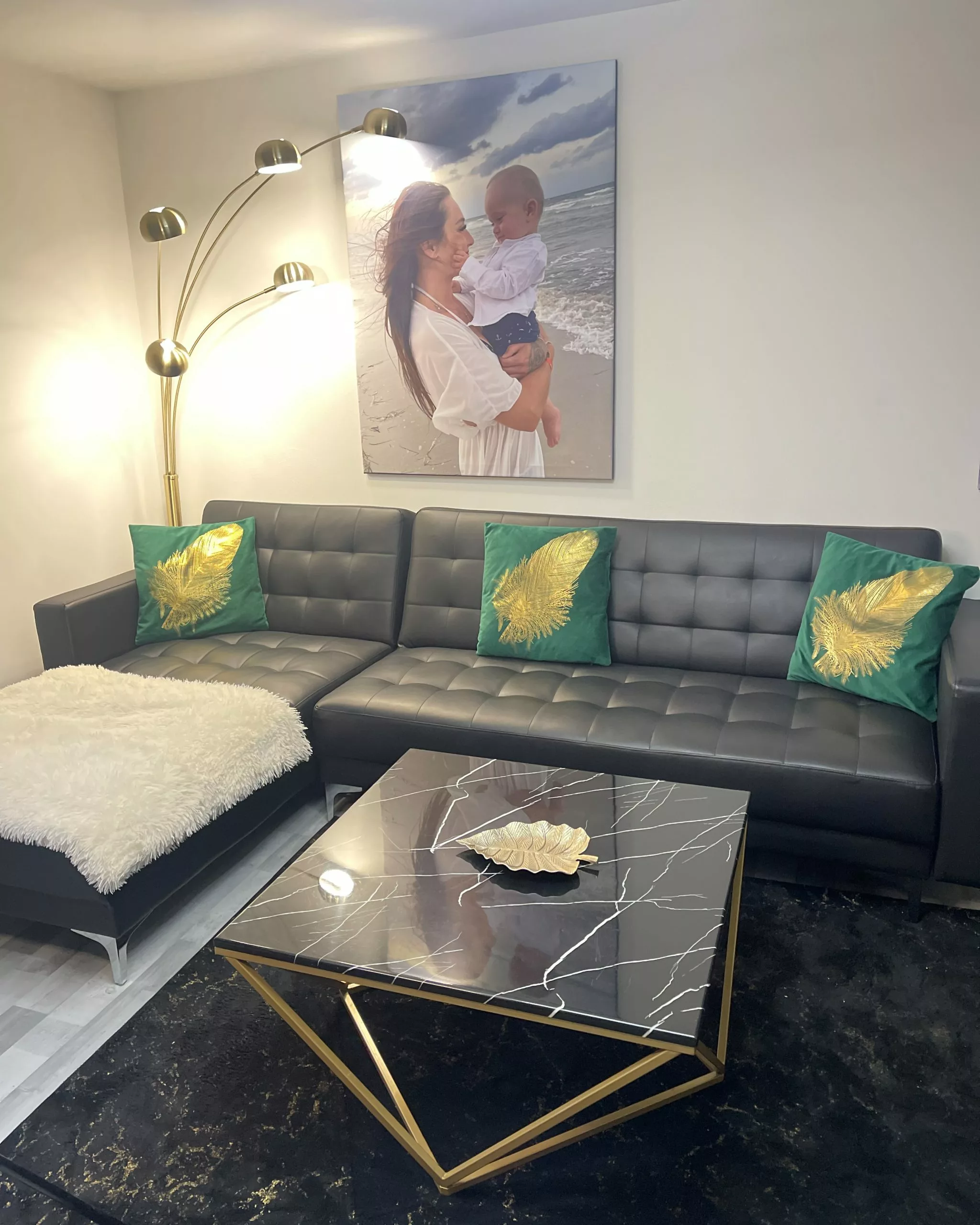 Beliani Mesa De Centro Negro/dorado 80 X 80 Cm MALIBU - Imagen 3