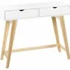 Beliani Consola Blanco/madera Clara 101 X 36 Cm SULLY