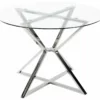 Beliani Mesa De Comedor De Vidrio Templado Transparente/plateado ⌀ 105 Cm BOSCO