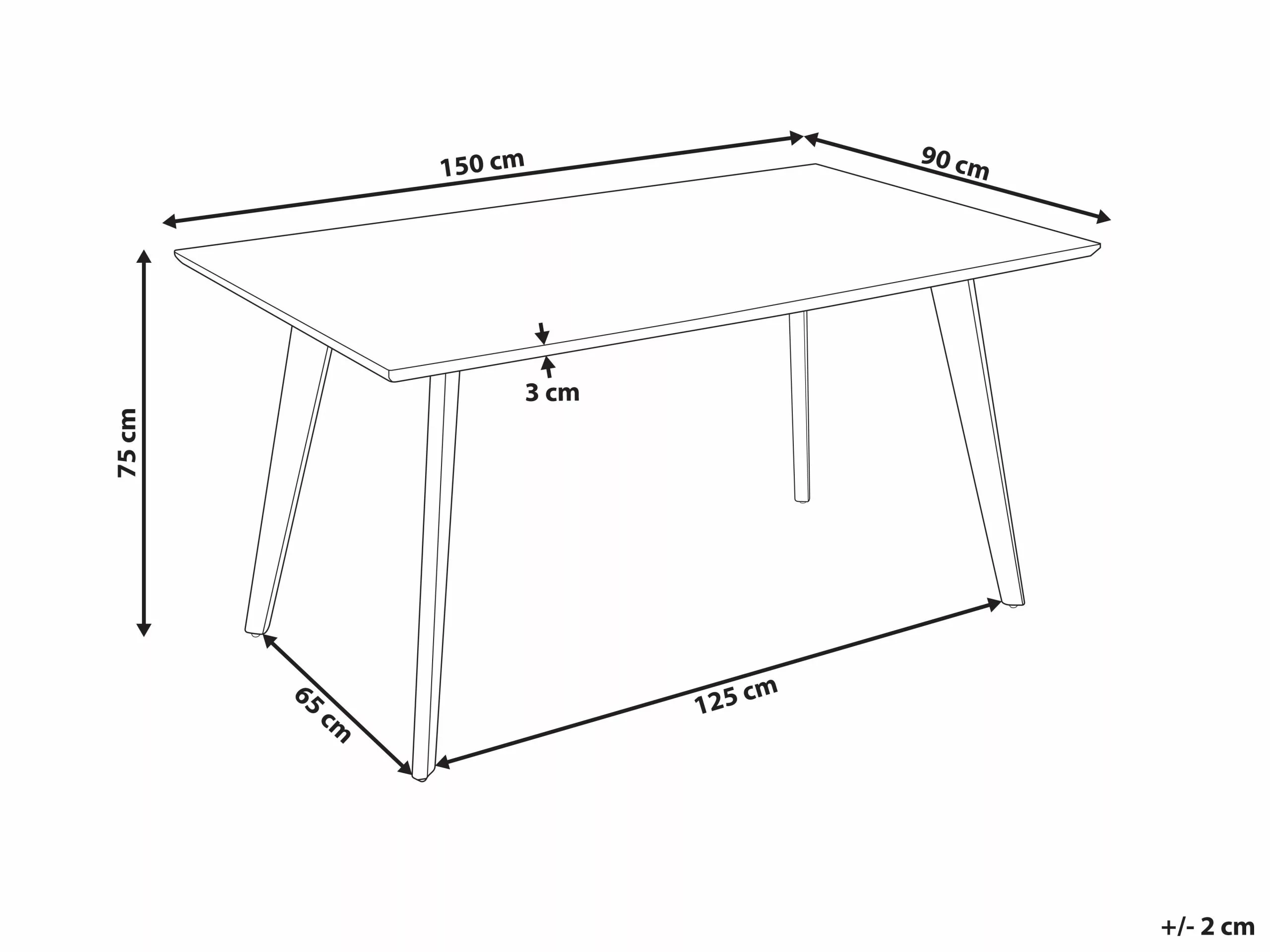 Beliani Mesa De Comedor Negra 150 X 90 Cm DORCAS - Imagen 6