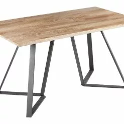 Beliani Mesa De Comedor De Metal Madera Clara/negro 140 X 80 Cm UPTON