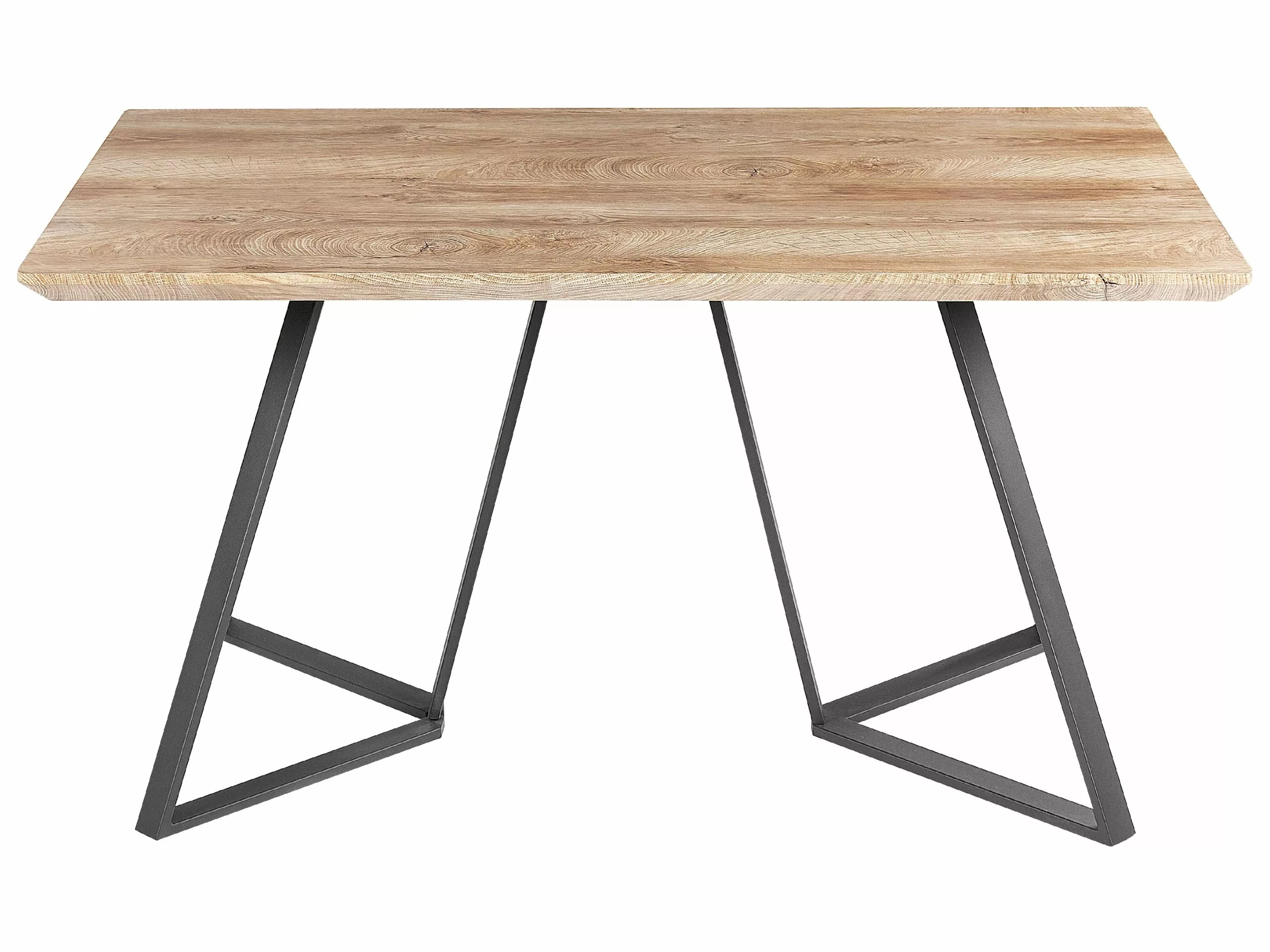 Beliani Mesa De Comedor De Metal Madera Clara/negro 140 X 80 Cm UPTON - Imagen 4