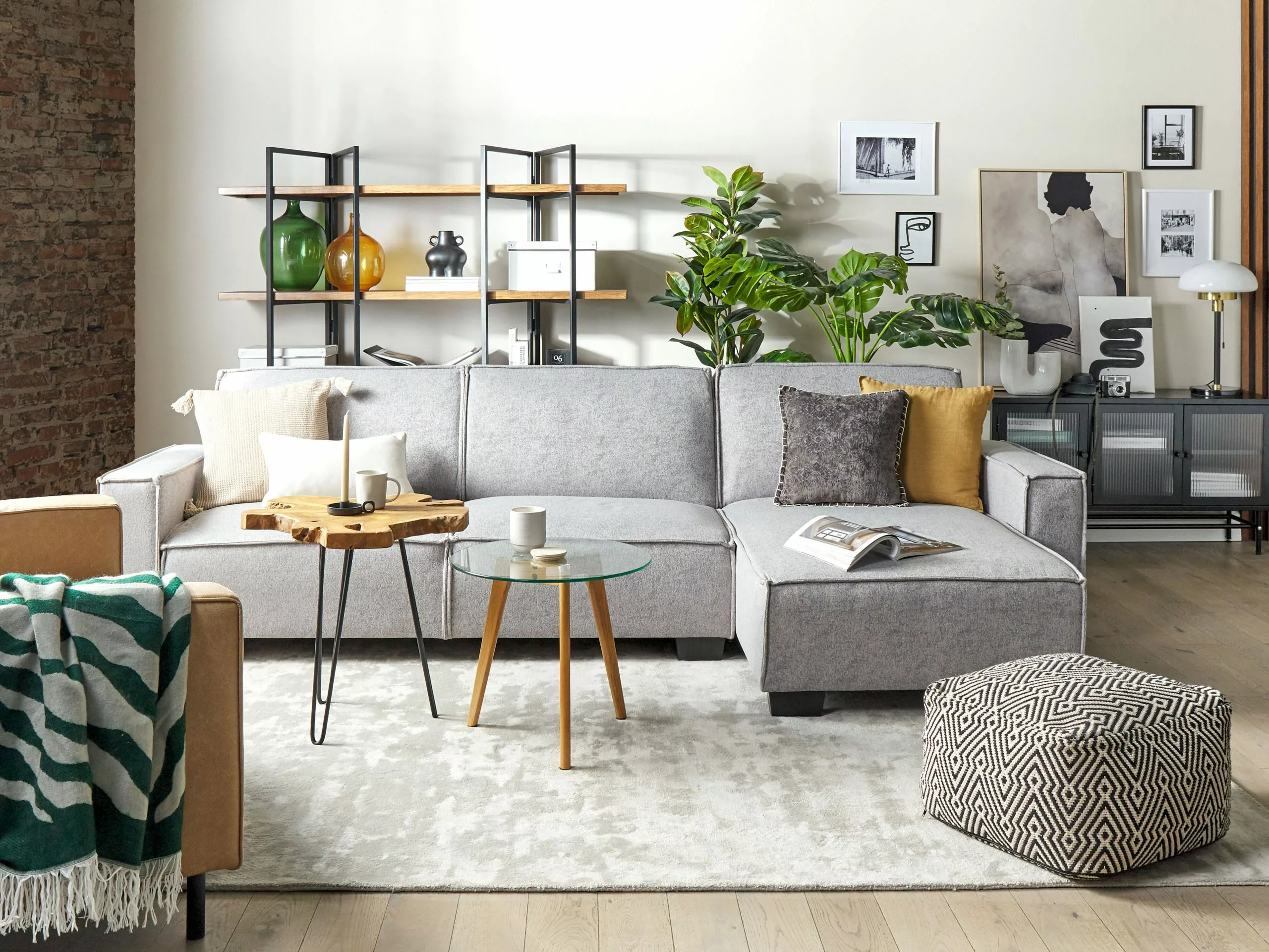 Beliani Conjunto De 2 Mesas De Centro De Vidrio Transparente/madera Clara MISSOURI - Imagen 5