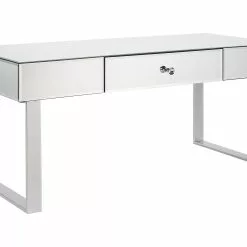 Beliani Mesa De Centro De Vidrio Plateado 110 X 47 Cm NESLE