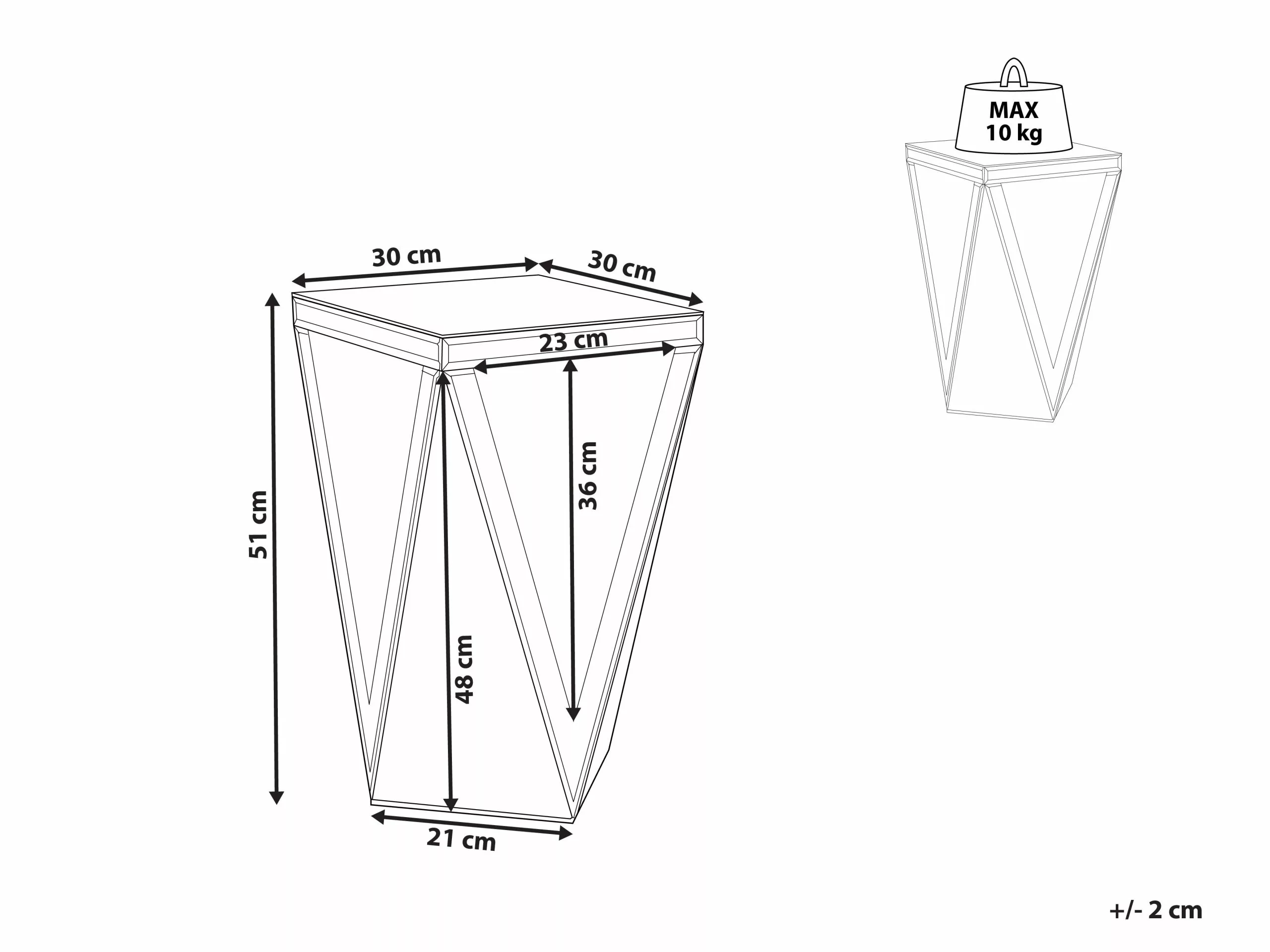 Beliani Mesa Auxiliar De Vidrio Plateado 30 X 30 Cm LUXEY - Imagen 6