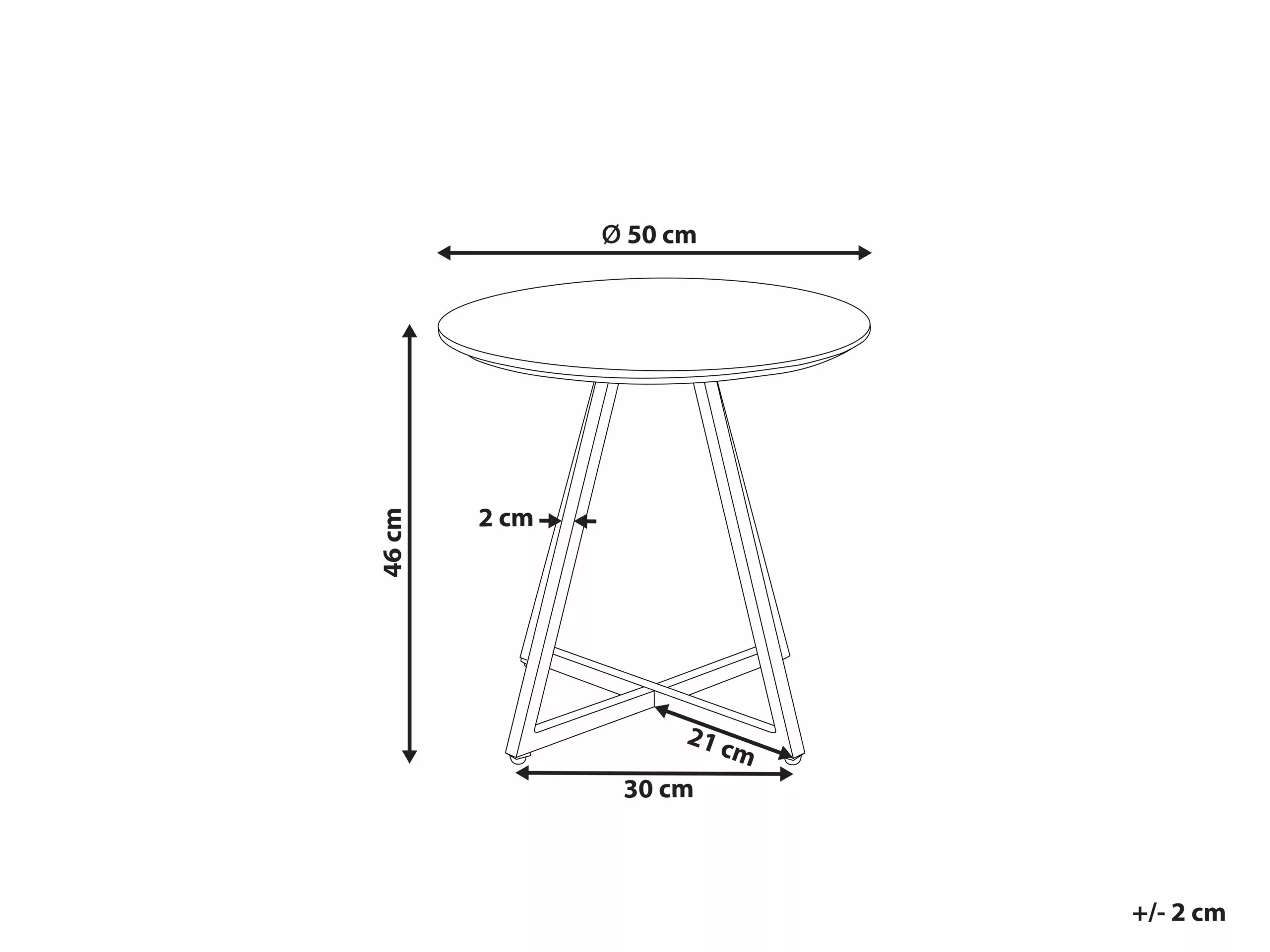 Beliani Mesa Auxiliar Madera Clara/negro ø 50 Cm ATOKA - Imagen 6