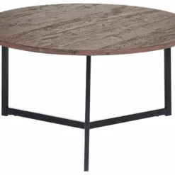 Beliani Mesa De Centro Madera Oscura/negro ⌀ 80 Cm TIPPO