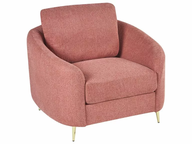 Beliani Sillón De Poliéster Rosa/dorado TROSA