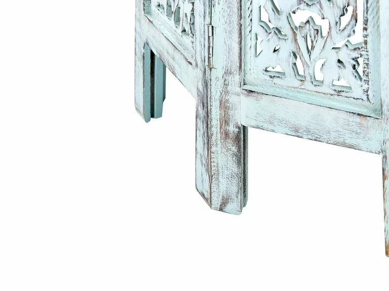 Beliani Mesa Auxiliar De Madera De Mango Azul Claro ⌀ 45 Cm BORAI - Imagen 4