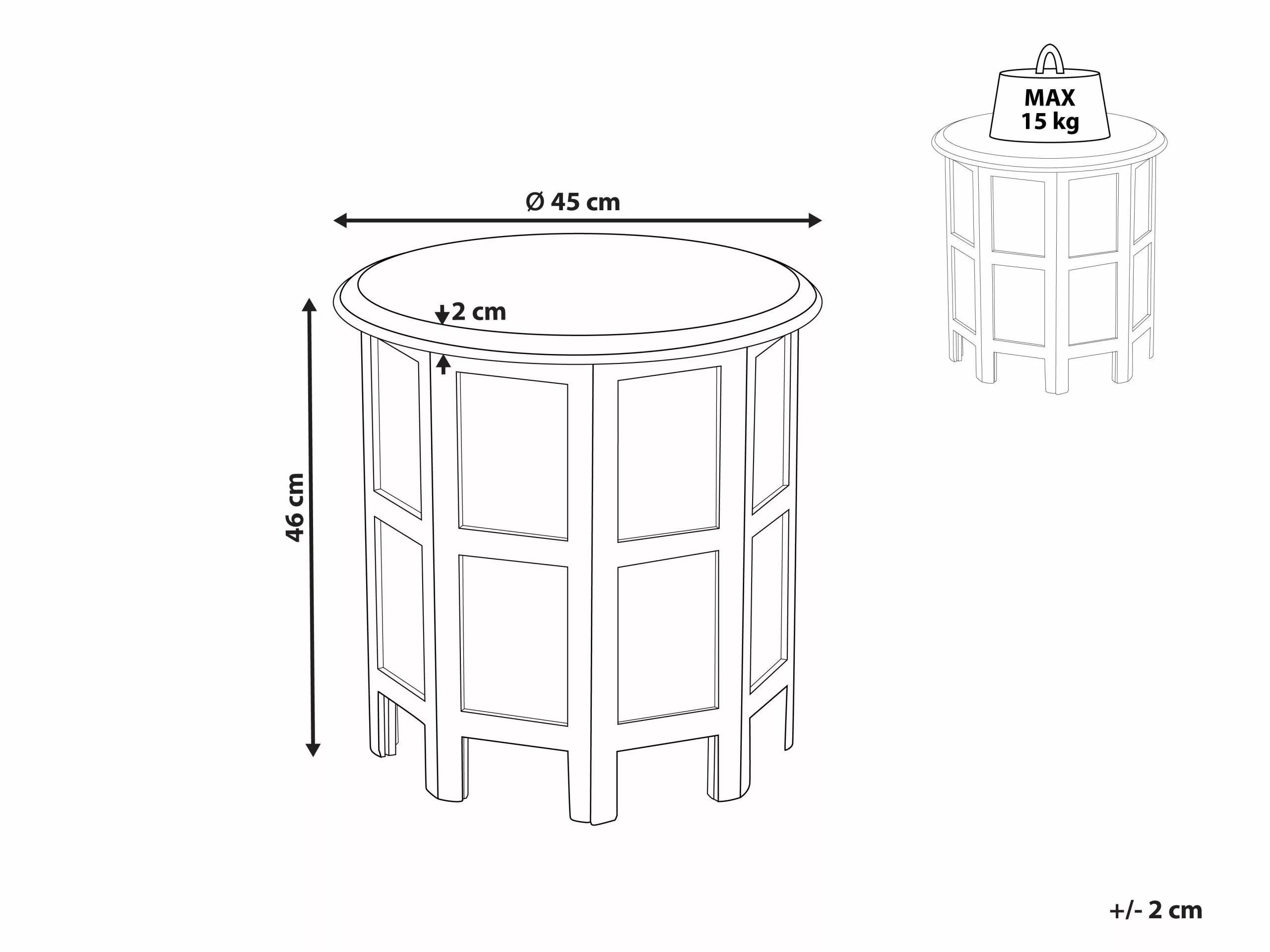 Beliani Mesa Auxiliar De Madera De Mango Azul Claro ⌀ 45 Cm BORAI - Imagen 6
