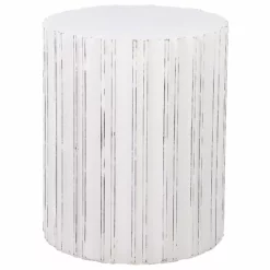 Beliani Mesa Auxiliar Blanco Crema ⌀ 45 Cm DEULI
