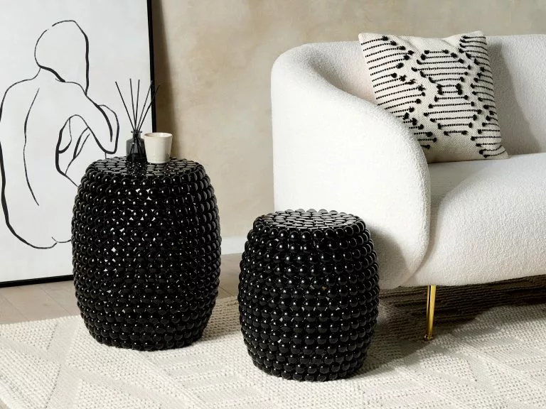 Beliani Mesa Auxiliar Negra ⌀ 28 Cm UHANA - Imagen 3