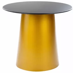 Beliani Mesa Auxiliar De Metal Negro/dorado ⌀ 56 Cm KERANG