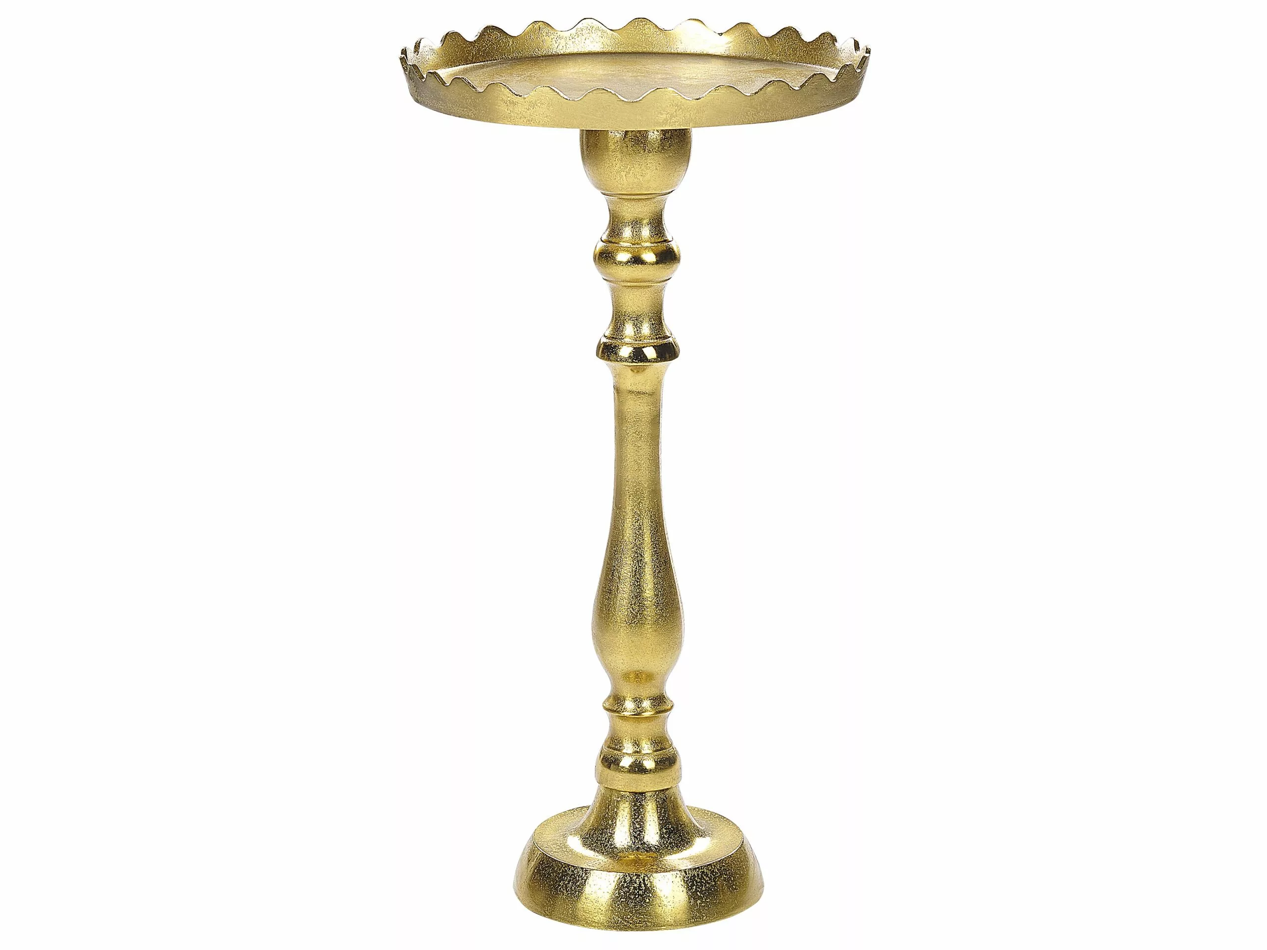 Beliani Mesa Auxiliar De Metal Dorado ⌀ 35 Cm TIMARU