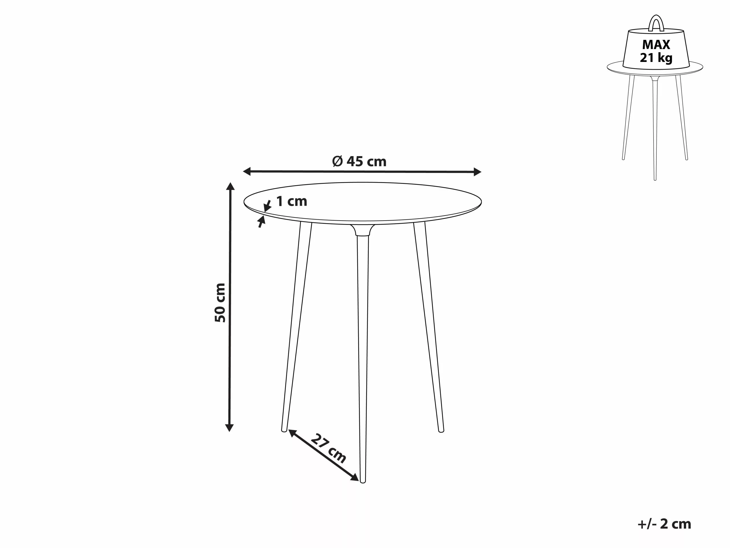Beliani Mesa Auxiliar De Metal Dorado/negro ⌀ 45 Cm WAIPU - Imagen 6